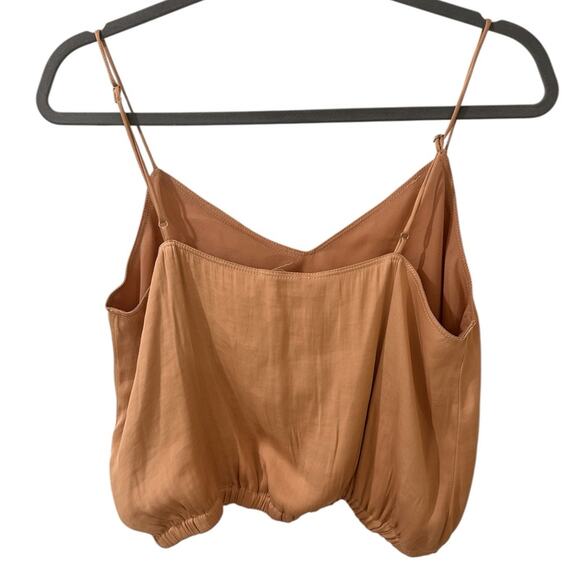 Reset by Jane Amore Satin V-Neck Balloon Hem Top Gold Adjustable Straps, M - Picture 7 of 8